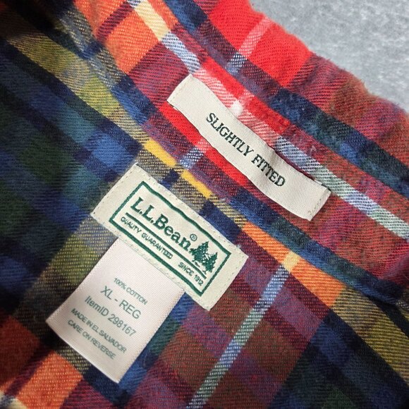 LL Bean Shirt Mens XL Multicolor Plaid Flannel Button Up Preppy Outdoor - Picture 3 of 7